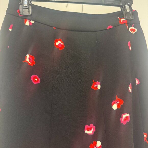 Kate Spade Skirt The Rules Black Pink Floral Ruffle A-Line Skirt Women's - Picture 3 of 7
